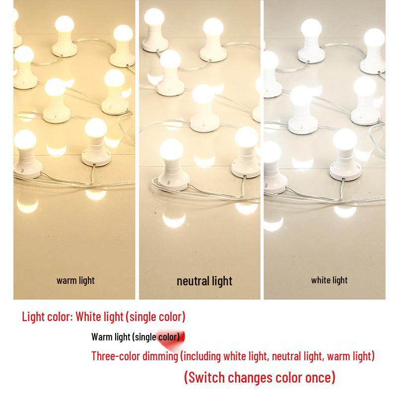 Makeup Vanity Mirror LED Light with Adhesive, No-Punch Installation, and Replaceable Bulb for Bathroom.