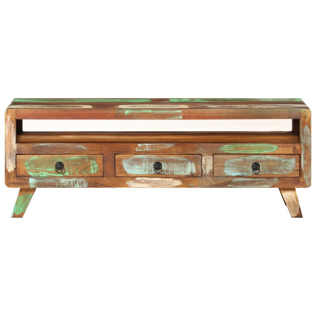 TV Cabinet Multicolored 110 X 30 X 40 Cm Solid Reclaimed Wood