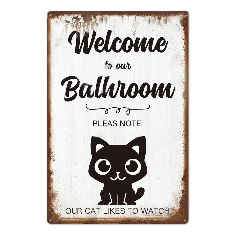 1pc Vintage Aluminium Signs Bathroom Posters Decor Restroom Retro Plaque Plates Wall Art Room Decoration for Bathroom 8x12 Inch