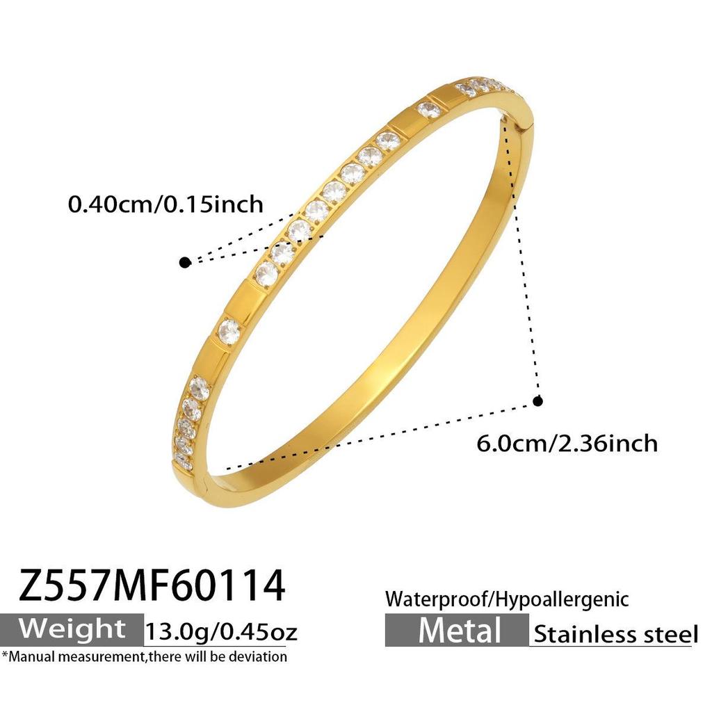 European Classic Zirconia Women's Bracelet: Stainless Steel Design with Rhinestones