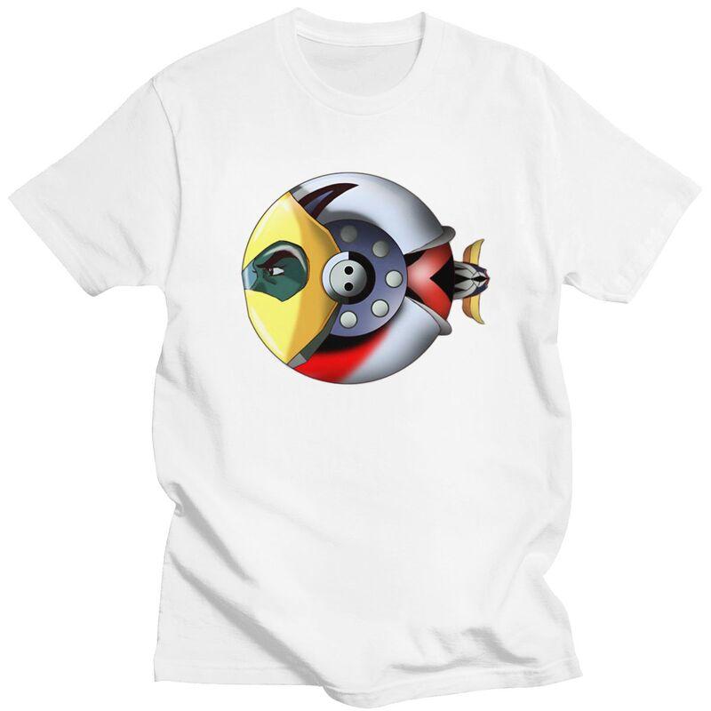 Niestandardowy T-shirt Męski UFO Robot Grendizer Goldorak 100% Bawełna Koszulka Codzienna Krótki Rękaw Dopasowany Krój Ubranie Prezent