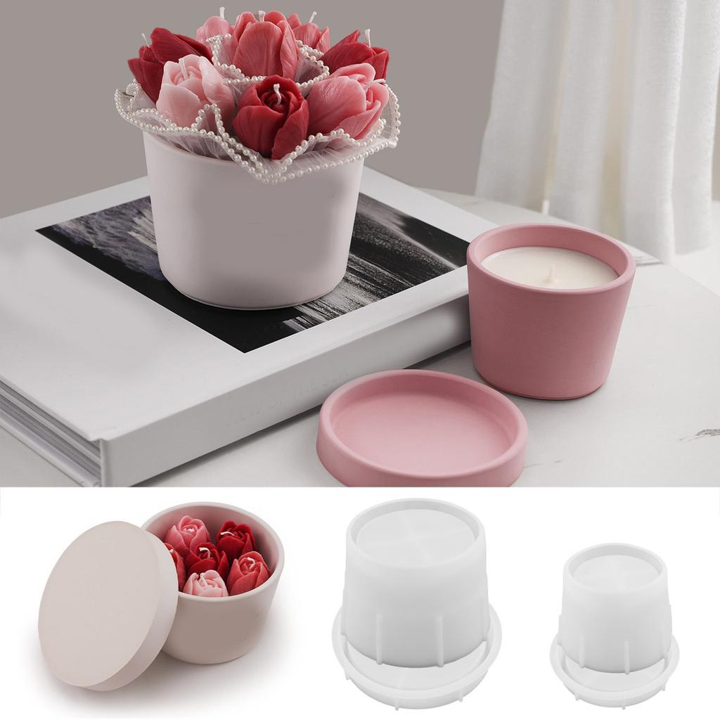 Candlestick Silicone Mold Candle Cup with Lid Molds Candle Holder Mould Plaster Succulent Planter Decorations Moulds