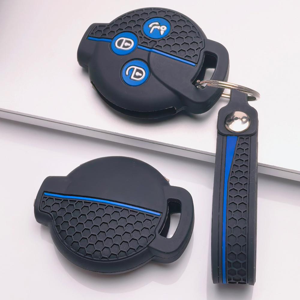 Soft Silicone Remote Key Case for Smart Fortwo Forfour Roadster City Coupe City with Keychain Honeycomb Texture Shockproof Car Remote Key Sleeve