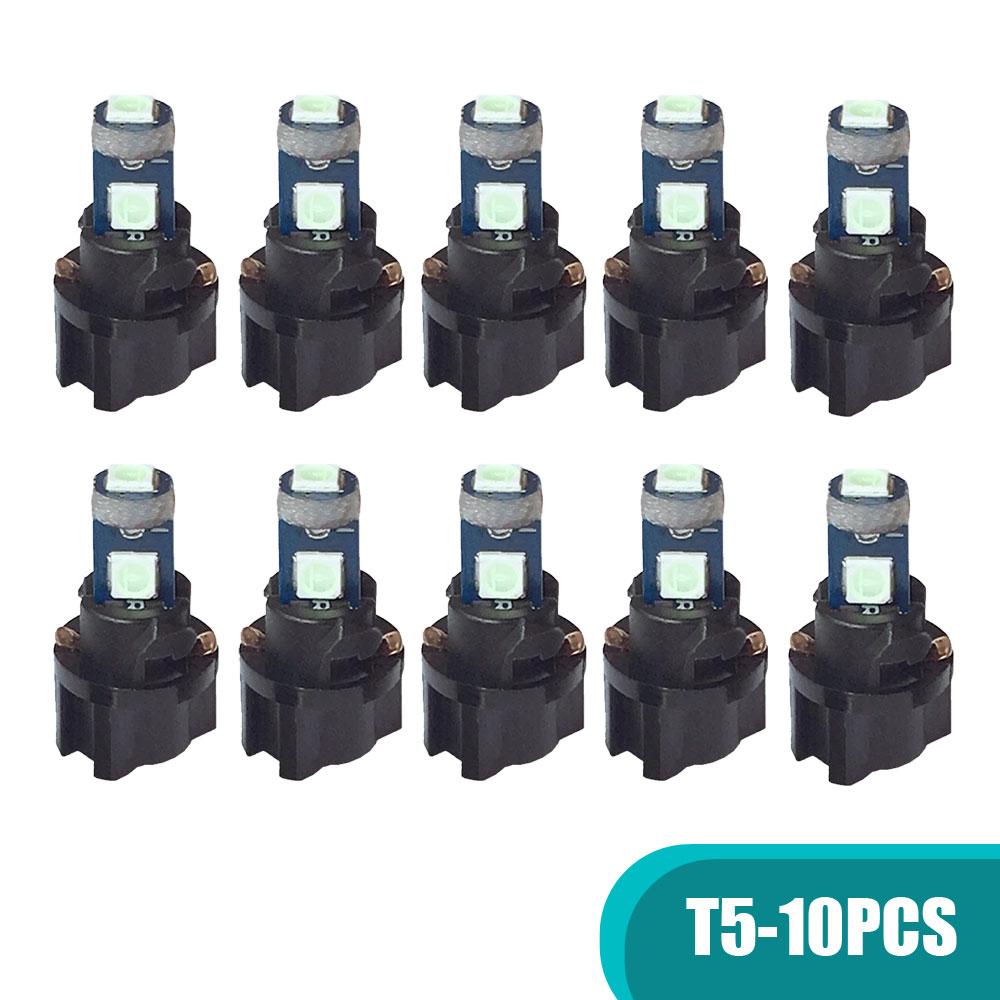 

10 шт. T5 автомобильная клиновидная светодиодная лампа для приборной панели, белый ледово-голубой универсальный автомобильный светильник, аксессуары