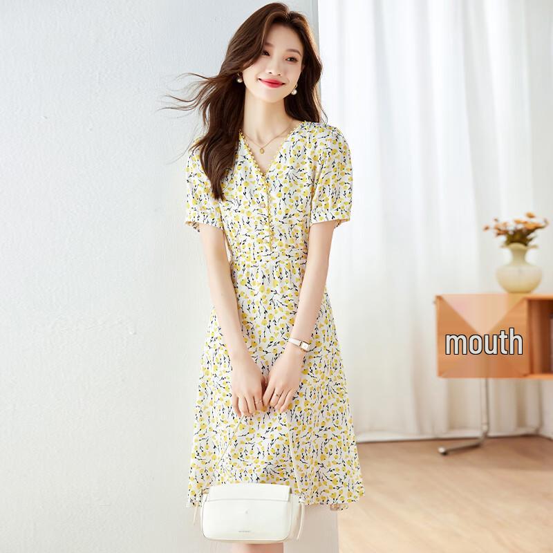 La Chapelle V-Neck A-Line Midi Dress S