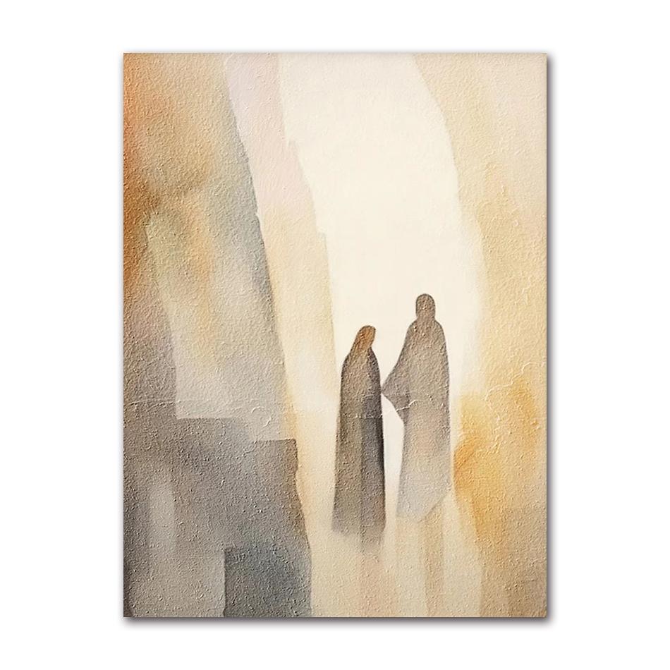Sheep Kids Back Shadow Poster Print Canvas Printing Wall Art Picture for Living Room Nursery De Watercolor Christianity Jesus