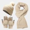 Adult Knitted Hat Scarf Gloves Set With Thick Warmth For Winter Outdoor Use