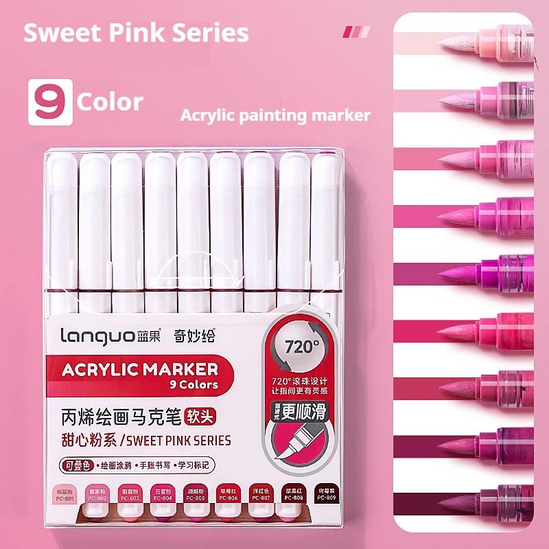 LANGUO 60Colors/box Direct Liquid Acrylic Paint Marker Pens Set Brush Color Marker Pen for DIY Painting Drawing Ceramic Glass