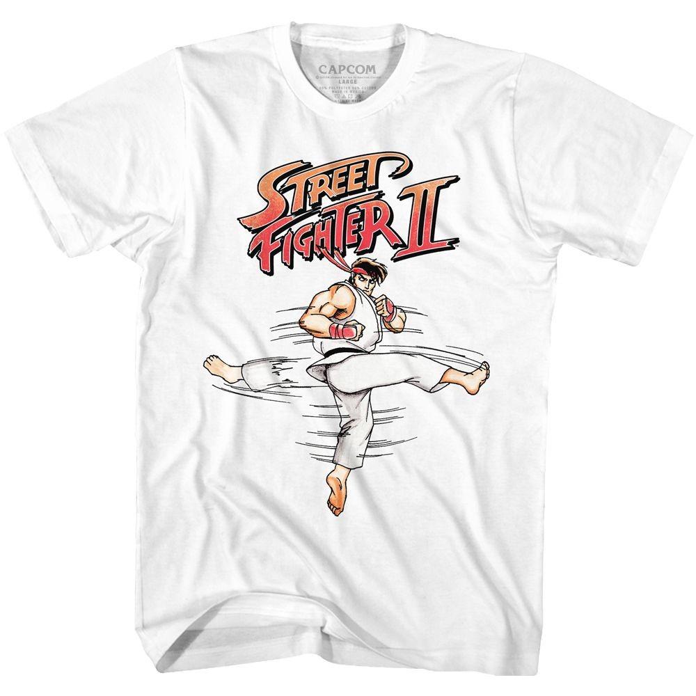Street Fighter Roundhouse White Gaming Shirt Unisex T-Shirt XXL
