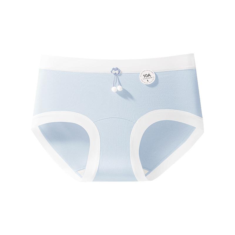 Girl Spring and Autumn Sweet Pure Cotton 10A Antibacterial Extension Crotch Skin Breathable Middle Waist Triangle Briefs
