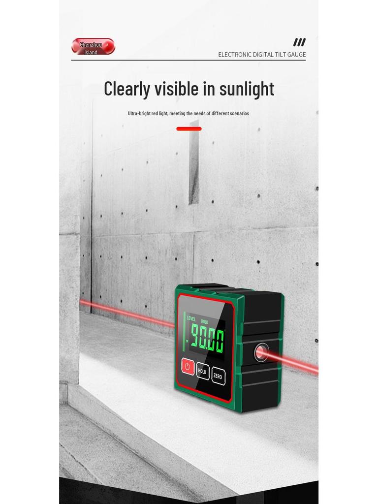 4-Side Magnetic Digital Inclinometer with Laser and Electronic Angle Ruler