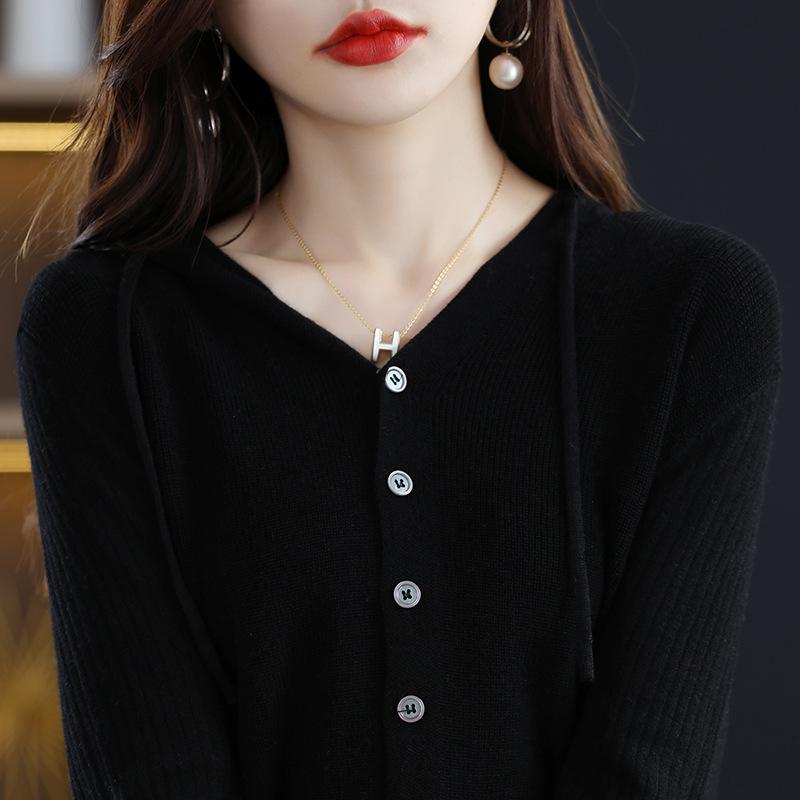 

Кардиган с капюшоном для женской весны и осени, новый, свободный и универсальный, с длинными рукавами, шерстяная толстовка, куртка, топ XXL