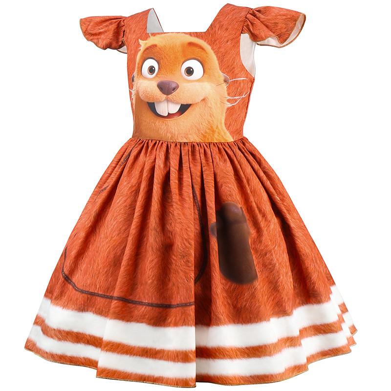 Hoppers Kinder Biber Verwandlung Cosplay Kleid Mit Cartoon Aufdruck Für Kinder Alter 3 Bis 8