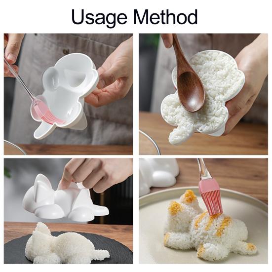 1/3/5Pcs Rice Ball Mold Food Grade Material Cat Shape Lying Flat Design Sushi Mold Easy Press Rice Ball Maker Kitchen Tool
