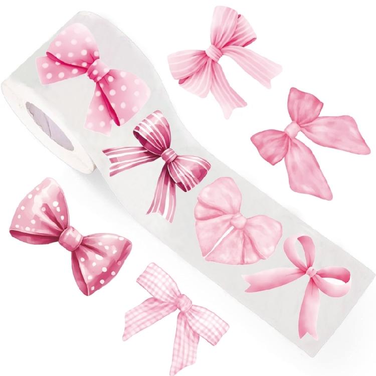 500 Pcs Decorative Sticker Pink Bows Seal Sticker Gift Box Blessing Sticker Adhesive Sticker for Scrapbooking Journal