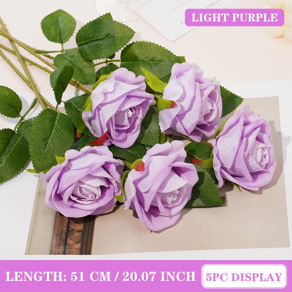 3/5 Stück 51 cm künstlicher Rosenstrauß aus rotem Samt, ideal für Heimdekoration, Partys, Tischdekoration, Valentinstag, Hochzeiten und DIY-Projekte