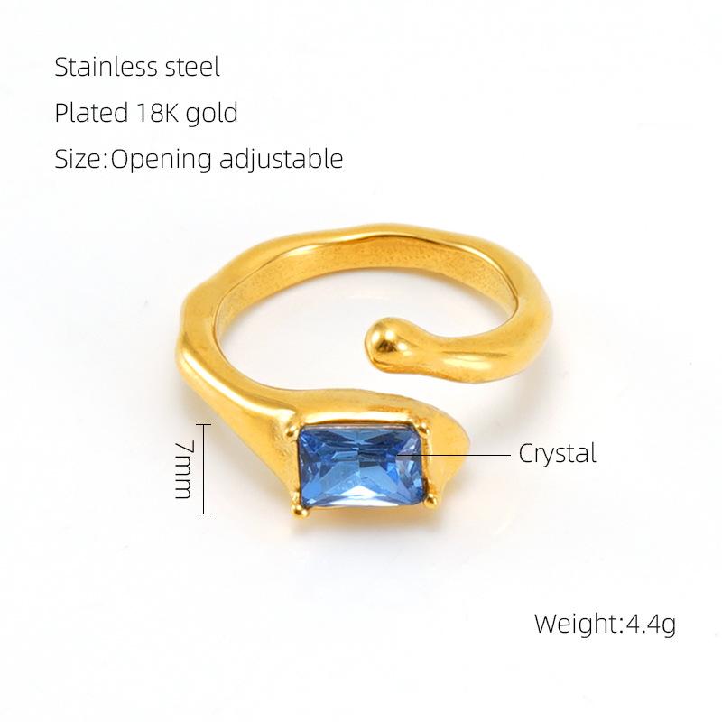Bague ouverte 2026 Pierre Lumineuse Bague Zirconium Rétro 18K pour Femme
