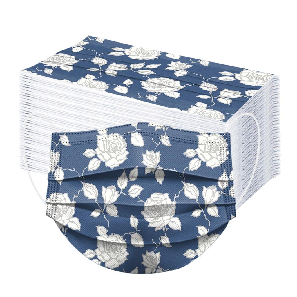 100PCS Adult Fashion Print Disposable Face Mask 3 Ply Earloop Anti-PM2.5 