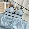 Women's Mesh Strapless Dress 2026 Spring Summer New Arrival V-neck Bowknot Deco Long Maxi Dresses Female
