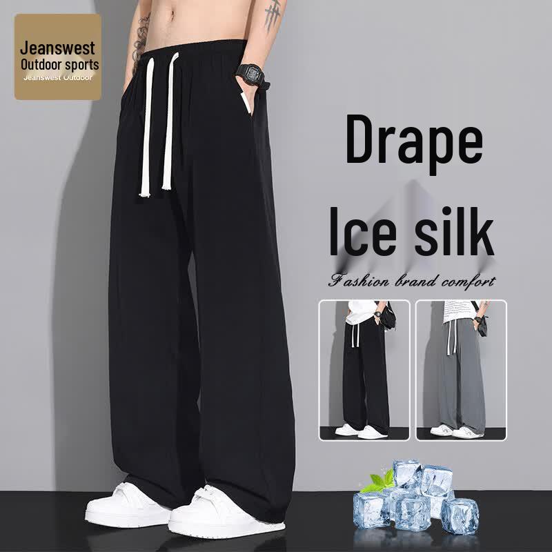 JEANSWEST OUTDOOR Men s Ice Silk Straight-Leg Casual Pants 4XL