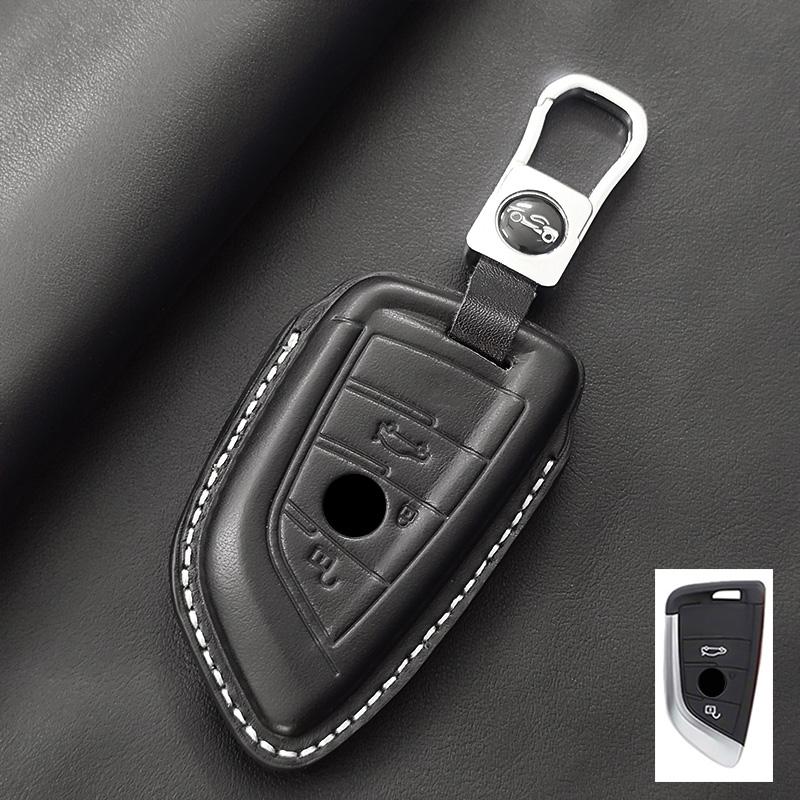 Genuine Leather Car Key Case Cover Fob For Bmw G30 G20 G11 F15 F16 G01 G02 F48 X1 X3 X5 X6 X7 1 3 5 6 7 Series Keychain Luxury