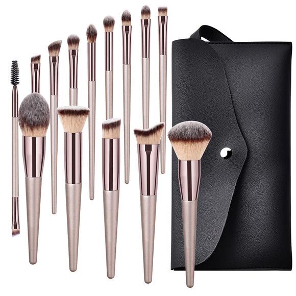 15-Piece High-End Makeup Brush Set: Black Powder, Eyeshadow, Blush & Multifunctional Tools