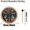 Viking Cave Drum with Handle Shamanic Rock Art Sound Healing Drum Vintage Tribal Design for Meditation Energy Healing  Gift