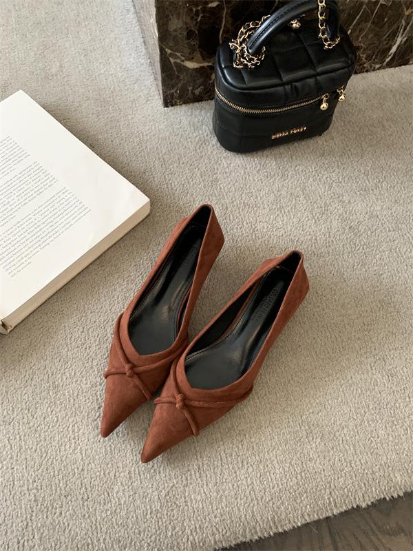 

2025 new spring and summer French kitten with single shoes women s cross belt shoes color matching evening with skirt ladyshoes 39