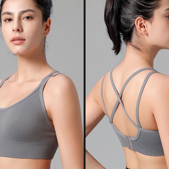 Cross Back Adjustable European and American Sports Hoopless Hygroscopic Yoga Fitness Large Sports Bra
