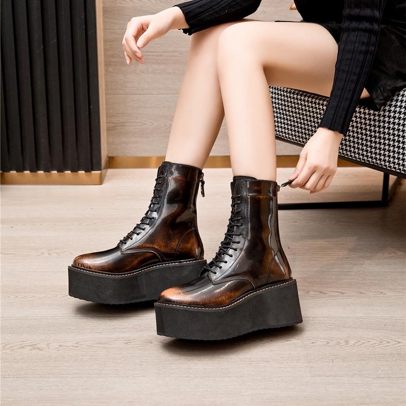 Ghete de gleznă pentru femei Retro cu șireturi cu toc înalt Ghete scurte pentru femei Mărimi mari Antiderapante Muncă Pantofi de damă