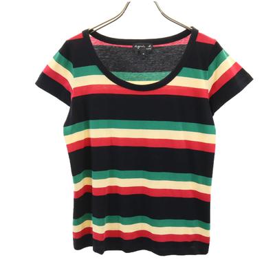Made In Portugal Border Pattern French Sleeve T-shirt 1 Black Women Used