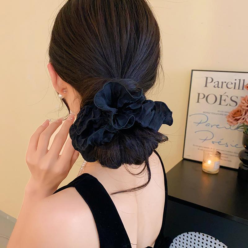 Fabric mesh lace double-layer large intestine hair band simple fashion head flower versatile head accessories hair accessories