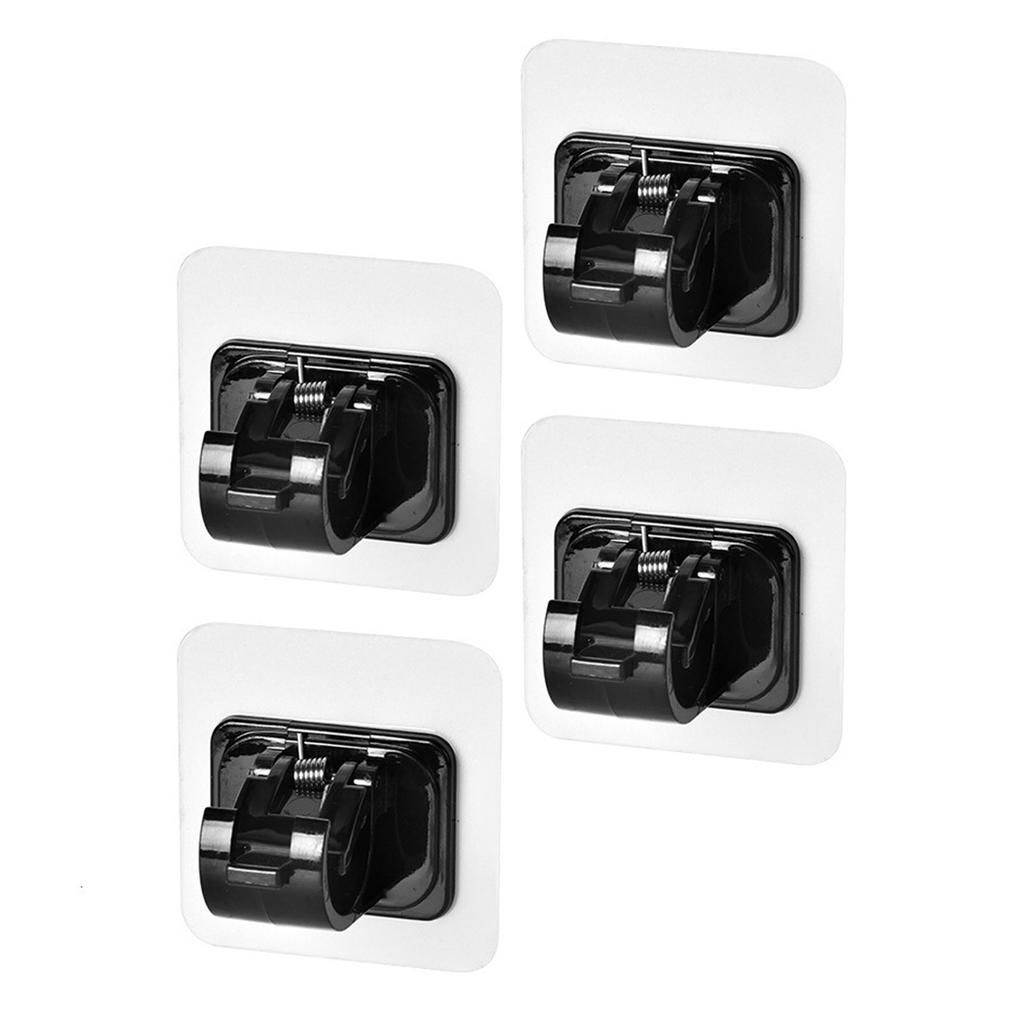 4 Stück Große Selbstklebende Gardinenstangenhalterungen Ohne Bohren Gardinenstangenklemme Klar Schwarz Fenstergardinenstangenhalter