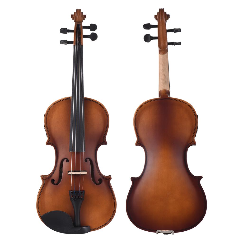 4 4 EQ Violin Full Size Set Solid Wood Violin for Beginners Students School Learners Shoulder Support Audio Cable Spare