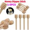 1-5Pcs Honey Dipper Stick Long Handle Wood Honey Mixer Stir Practical Bar Spoon Dispense Drizzle Honey Mixing Stick Kitchen Tool