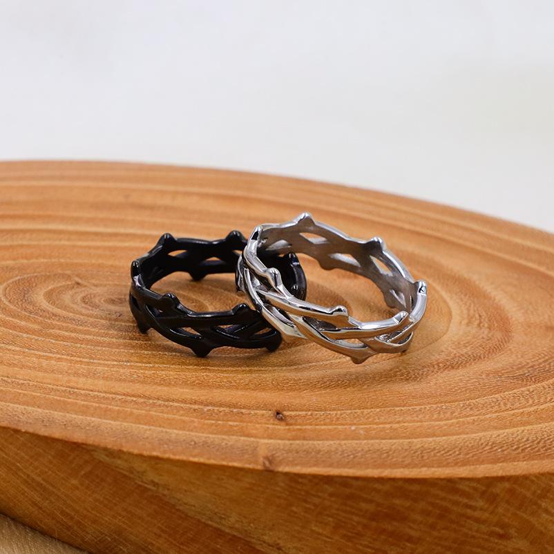 Jewelry Personality Trend Hand Jewelry Titanium Steel Thorns Vine Weaving Ring Female Design Sense Niche