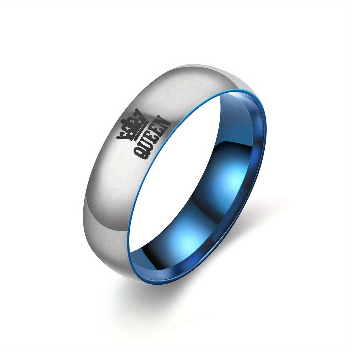 

1 шт. Стильное, универсальное и простое кольцо из титановой стали с дизайном синей короны Король Королева 13