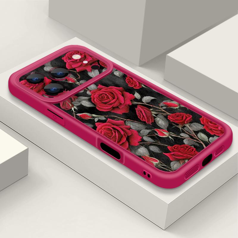 Soft TPU Phone Case For iPhone 17 Pro 15 16 Pro Max 14 13 Pro Max 16e 17e Shockproof Red Rose Candy Color Silicone Back Cover
