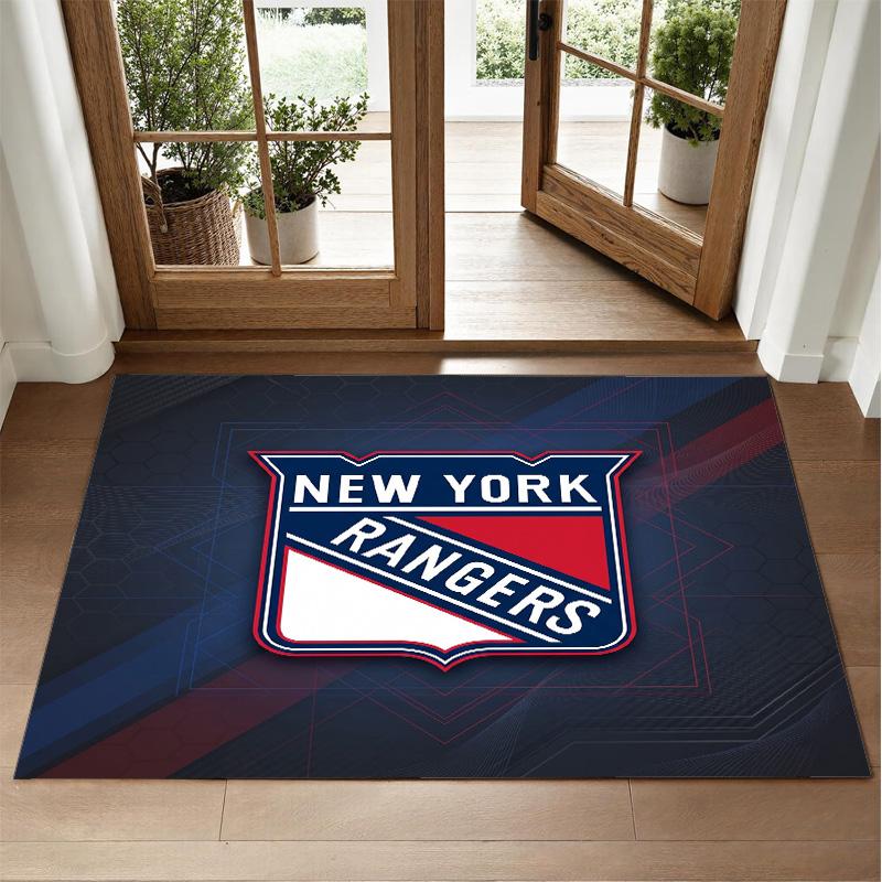 New York Rangers Design Crystal Velvet Rug Soft Decorative Mat for Bedroom Entrance