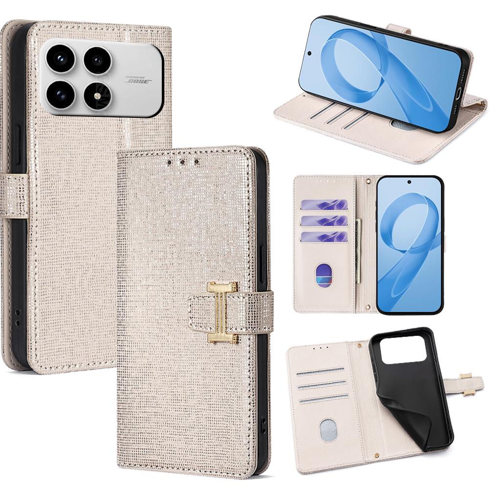 For Xiaomi Poco F8 Pro/Redmi K90 5G Case Metal I-Buckle PU Leather Wallet Phone Cover