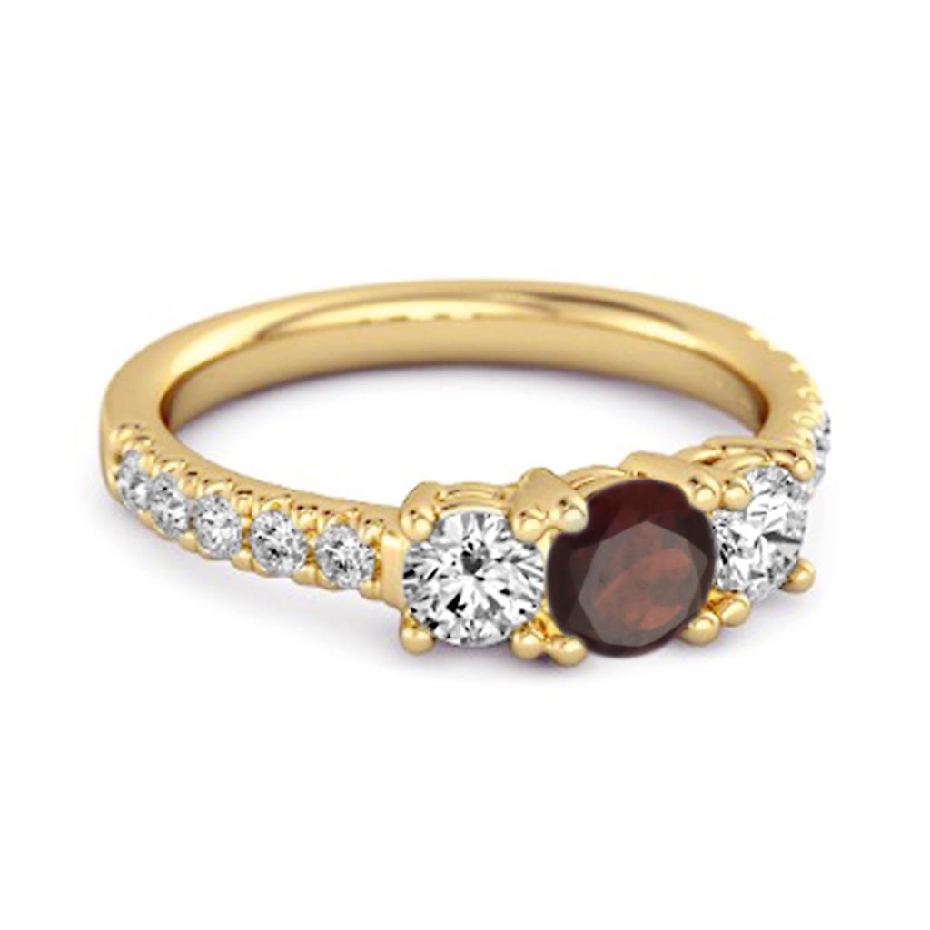 Garnet Triple Stone pave Band Ring - 925 Sterling Silver Gold Vermeil