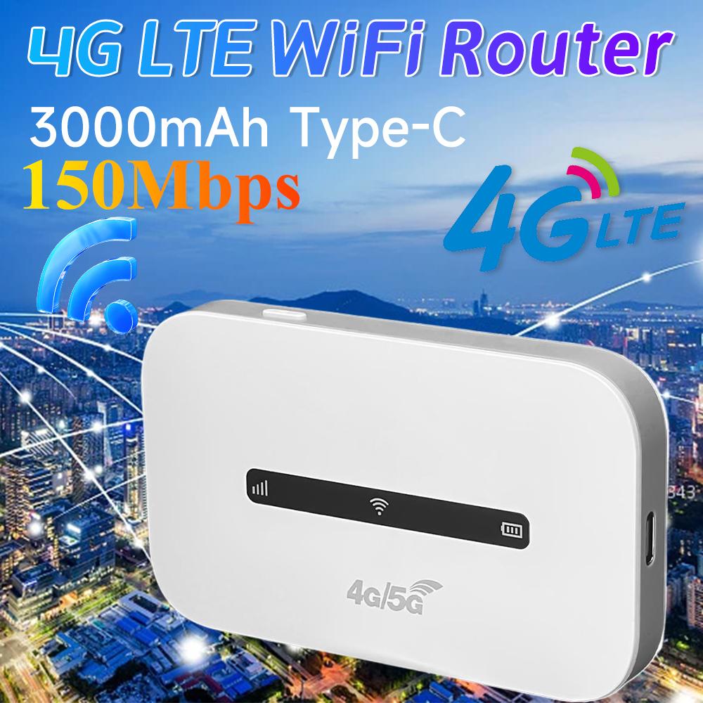Portable 4G Mobile WiFi Router 150Mbps 4G LTE Wireless 3000mAh Pocket MiFi Modem with SIM Card Slot for Mobile Wifi Hotspot
