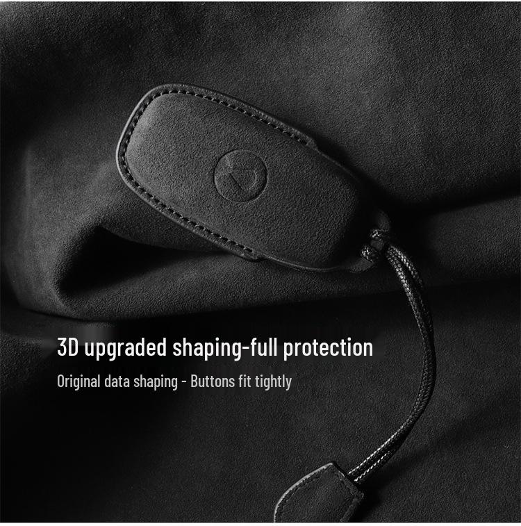 Full-Coverage Suede Key Case for BYD D9, N7, N8, and X with Side Snap Button