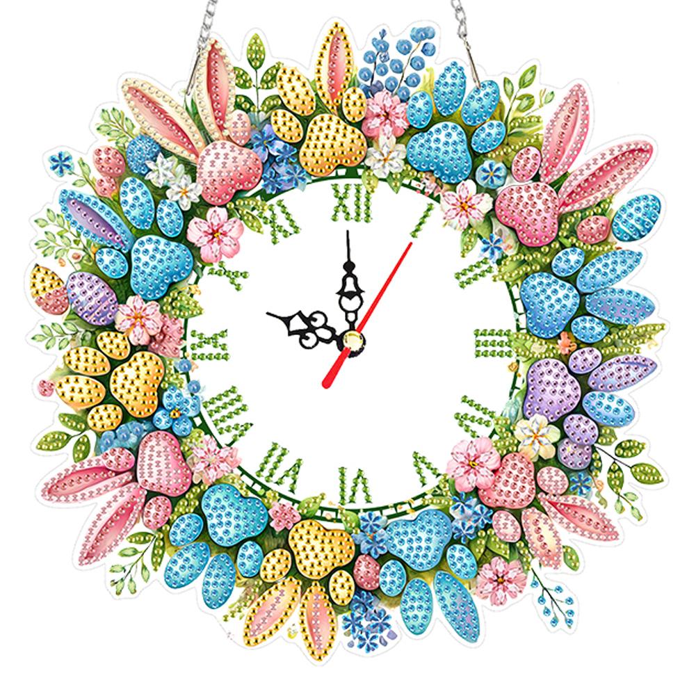 

2D Flat DIY Irregular Shaped Drilling Diamond Painting Clock Pendant Diamond Art Clock Pendant Kit for Home Decoration