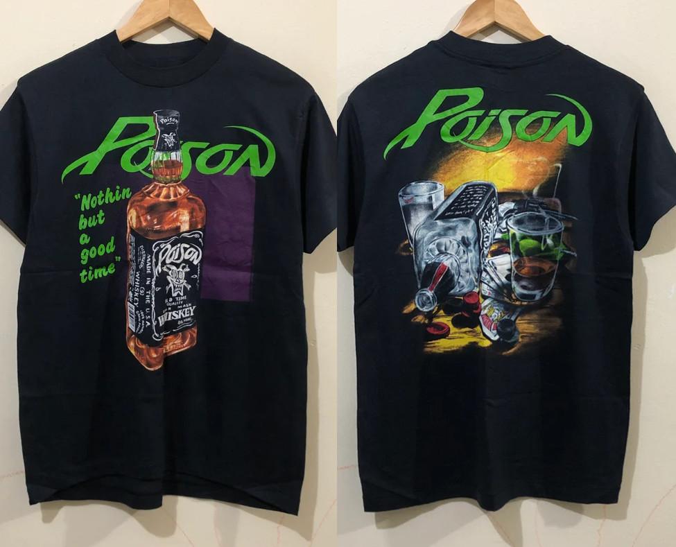 

Vintage Poison Whiskey T-Shirt Tour Concert Unisex All Size WA362 Unisex T-Shirt 5XL різнокольоровий