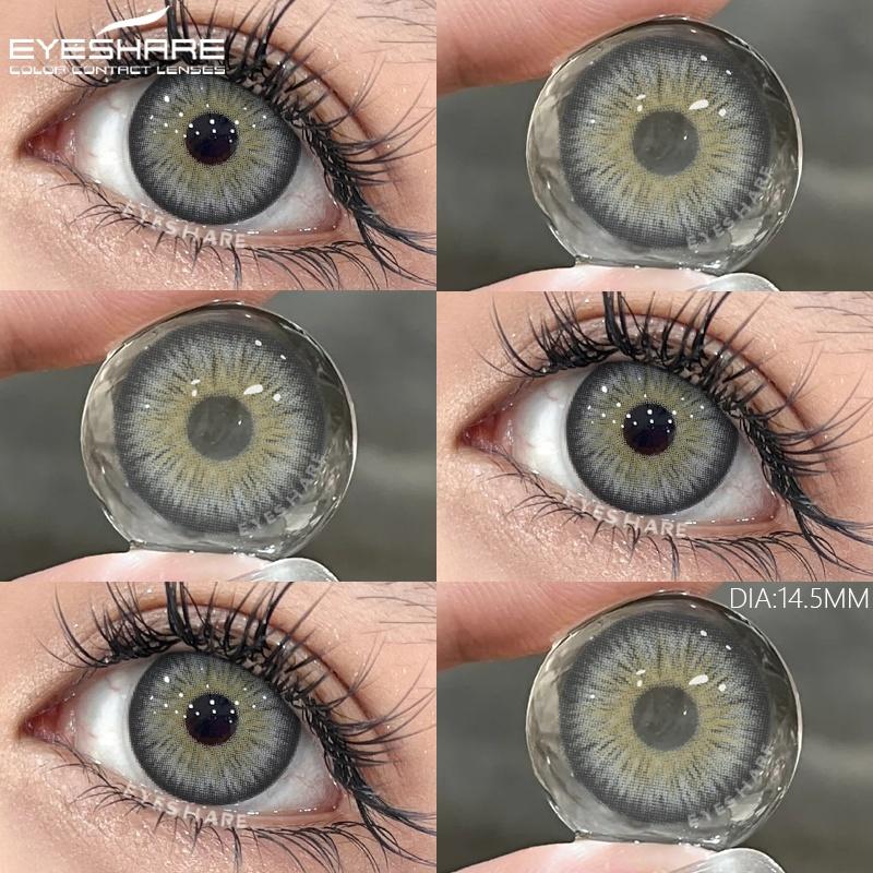 1 Pair Colored Contact Lenses for Eyes Black Big Lens Gray Pupils Lenses Brown Lenses Fashion Eye Contacts Yearly