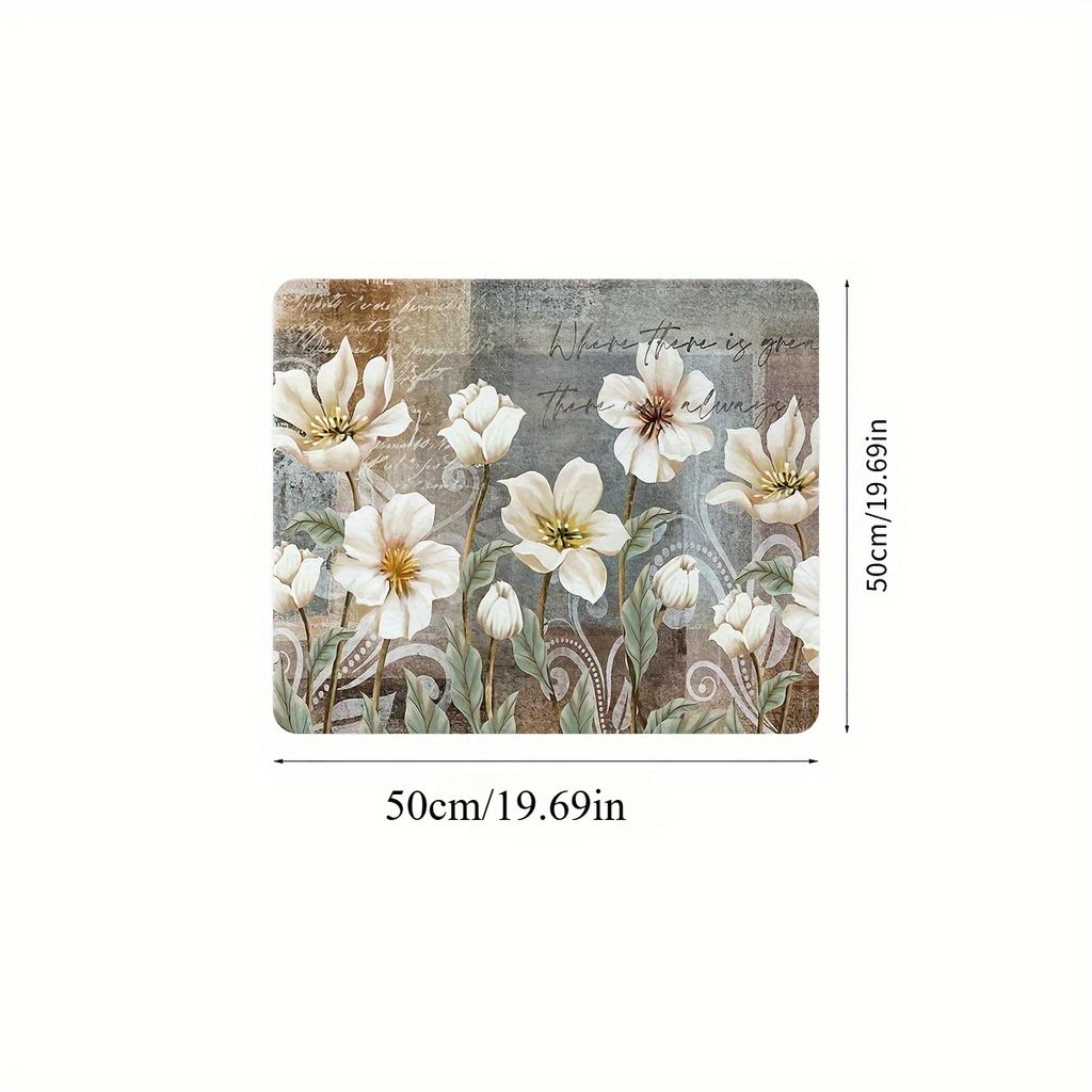 Flower Printed Washing Machine Dust Pad, Quick Drying and Absorbent Kitchen Washing Table Pad, Refrigerator Dust Cover