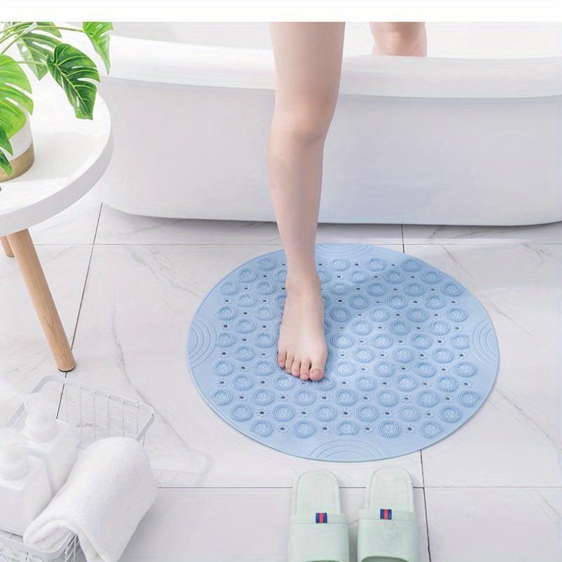 Bathroom Mat Anti-slip Sucker Round Bath Mat with Drain Hole Bathing Rugs Foot Massage Pad Bathtub Soft Shower Mat