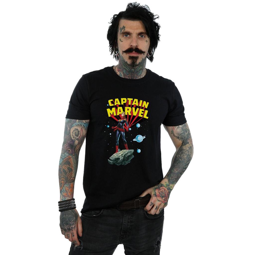 Marvel Mens Captain Marvel Space Pose T-Shirt