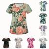 Women's Casual  Print Short Sleeve Sloping Collar Workwear Top With Double Pockets